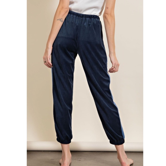 "The Willow" Blue Velour Joggers - Picture 3 of 3